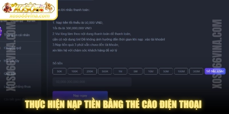 Thực hiện nạp tiền bằng thẻ cào điện thoại nhanh chóng, tiện lợi