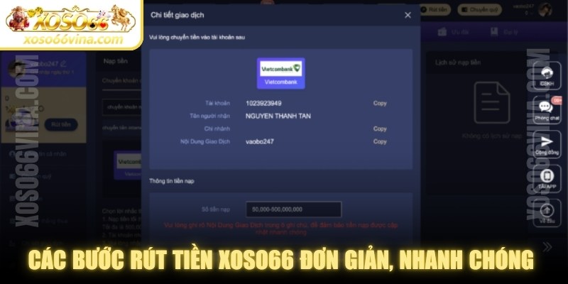 Các bước rút tiền XOSO66 đơn giản, nhanh chóng và chính xác