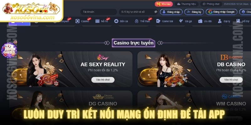 Luôn duy trì kết nối mạng ổn định để tải app được nhanh chóng